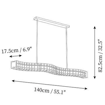 Aspen Fluid Glazen Kroonluchter — Dimensioentekeningen 2