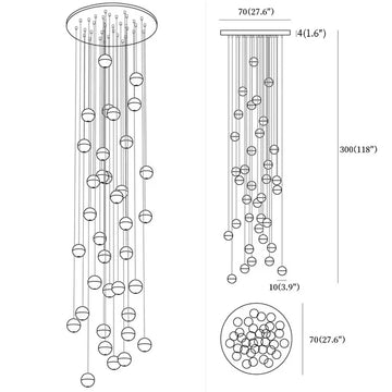 Lampadari in Cristallo Sferico — Disegni dimensionali 13