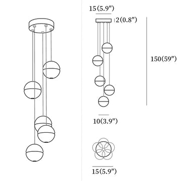 Lampadari in Cristallo Sferico — Disegni dimensionali 4