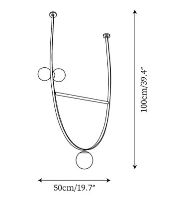 Lampadario Sfera in Pelle Belt — Disegni dimensionali 1