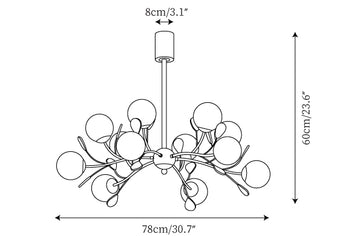 Birdle Kroonluchter — Dimensioentekeningen 2