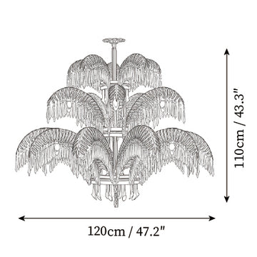 Maelia Glazen Bladeren Kroonluchter — Dimensioentekeningen 6