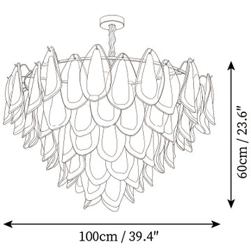 Lampadario Celeste in Vetro a Petali — Disegni dimensionali 4