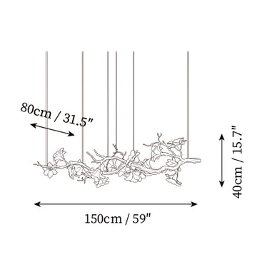 Clarisse Flower Linear Chandelier — Dimension drawings 3
