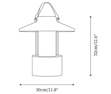 Claro Outdoor Built-in Battery Table Lamp — Dimension drawings 1