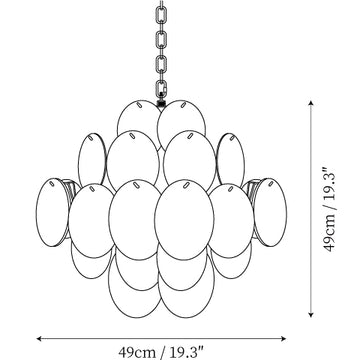 Ellie Yellow Disc Murano Chandelier — Dimension drawings 1