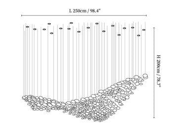 Surge Glass Cloud Chandelier — Dimension drawings 1