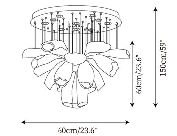 Lampadario Loto in Vetro — Disegni dimensionali 1