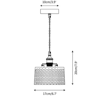 Lampada a sospensione in vetro verde — Disegni dimensionali 1