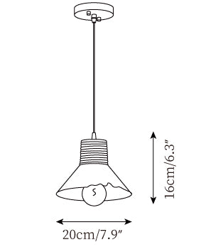 Lampada a sospensione in corda di canapa e vetro — Disegni dimensionali 2