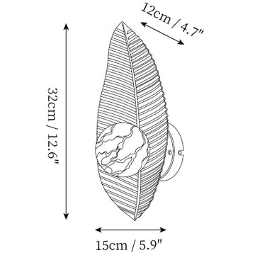 Isolina Leaf Alabaster Wall Sconce — Dimension drawings 1
