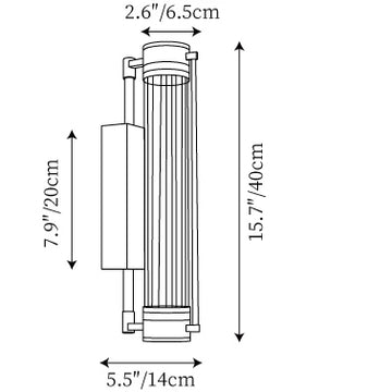 Ribbed Tube Wall Lamp — Dimension drawings 1