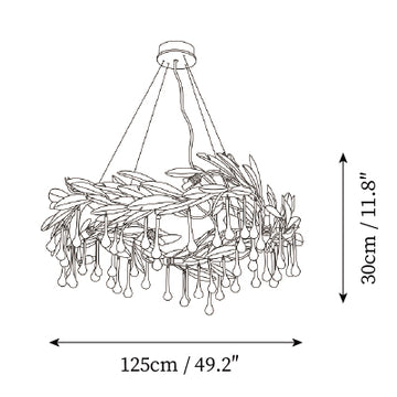 Lucasta Botanical Raindrop Ring Chandelier — Dimension drawings 3