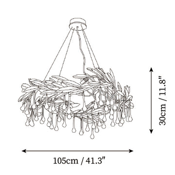 Lucasta Botanical Raindrop Ring Chandelier — Dimension drawings 3