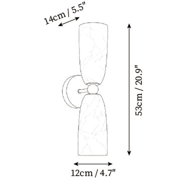 Manor Alabaster Wall Sconce — Dimension drawings 2