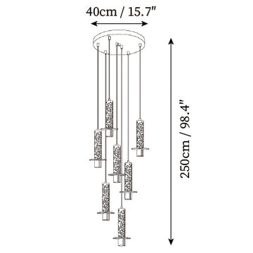 Meta Stone Combination Chandelier — Dimension drawings 4