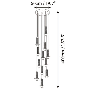 Meta Stone Combination Chandelier — Dimension drawings 6