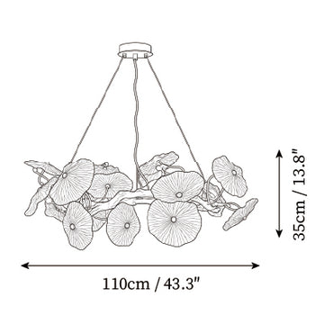 Nerina Lotus Glass Chandelier — Dimension drawings 2