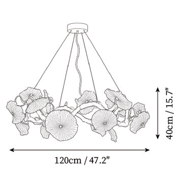 Nerina Lotus Glass Chandelier — Dimension drawings 3