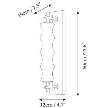 Applique Murale Nesta Vetro Ondulato — Disegni dimensionali 1
