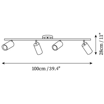 Shaker Wood Long Spotlight — Dimensioentekeningen 2