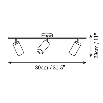 Shaker Wood Long Spotlight — Dimensioentekeningen 1