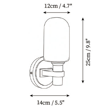 Solus Capsule Glass Wall Sconce — Dimension drawings 1