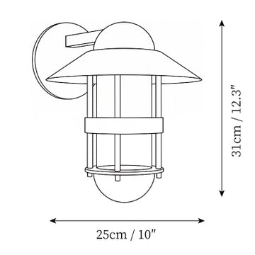 Southport Brass Wall Sconce — رسومات الأبعاد 1