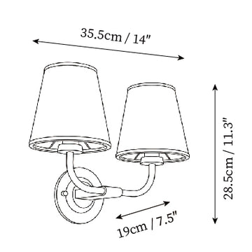 Tiverton Wall Sconce — Dimension drawings 2