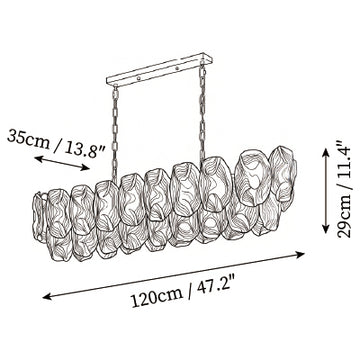 Lampadario Lungo Torcello Glass — Disegni dimensionali 1