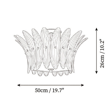 Treviso Rose Glass Flush Mount Ceiling Light — Dimension drawings 1
