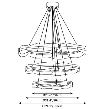 Monceau glazen kroonluchter — Dimensioentekeningen 3