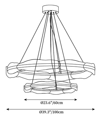 Monceau glazen kroonluchter — Dimensioentekeningen 2