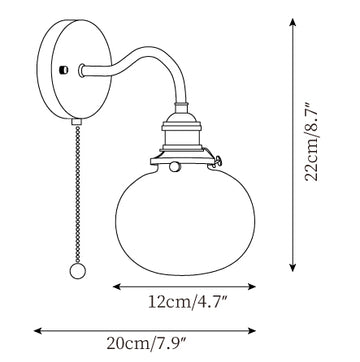 Wingbo Glass Wall Lamp — Dimension drawings 1