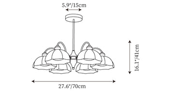 Frosted Glass Bell Chandelier — Dimensioentekeningen 2