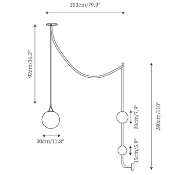 Light Rail Pendant Lamp — Dimension drawings 2