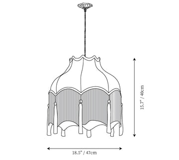 Lampada a Sospensione Kennedy in Tessuto — Disegni dimensionali 2