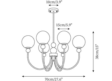 Aeyee Glazen Kroonluchter — Dimensioentekeningen 3
