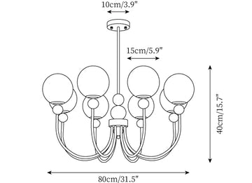 Aeyee Glazen Kroonluchter — Dimensioentekeningen 4