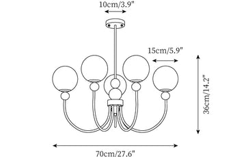 Aeyee Glazen Kroonluchter — Dimensioentekeningen 2