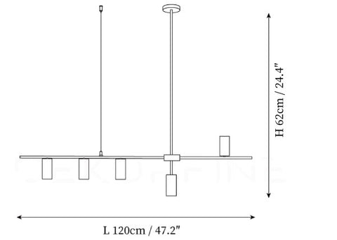4 Lights L 120cm x H 62cm / L 47.2″ x H 24.4″