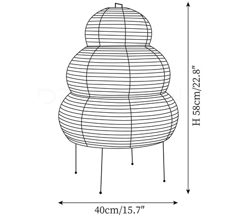 Akari 24N ∅ 15.7″ x H 22.8″ / Dia 40cm x H 58cm