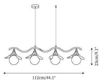 Allanie Gingko Long Chandelier — Dimension drawings 1