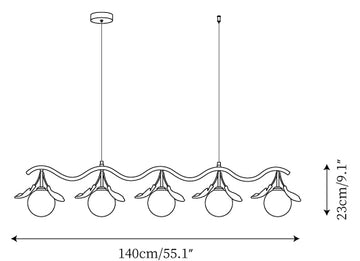 Allanie Gingko Long Chandelier — Dimension drawings 2