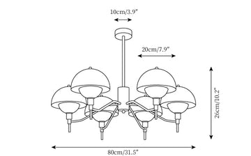 Anchored Orb Kroonluchter — Dimensioentekeningen 3