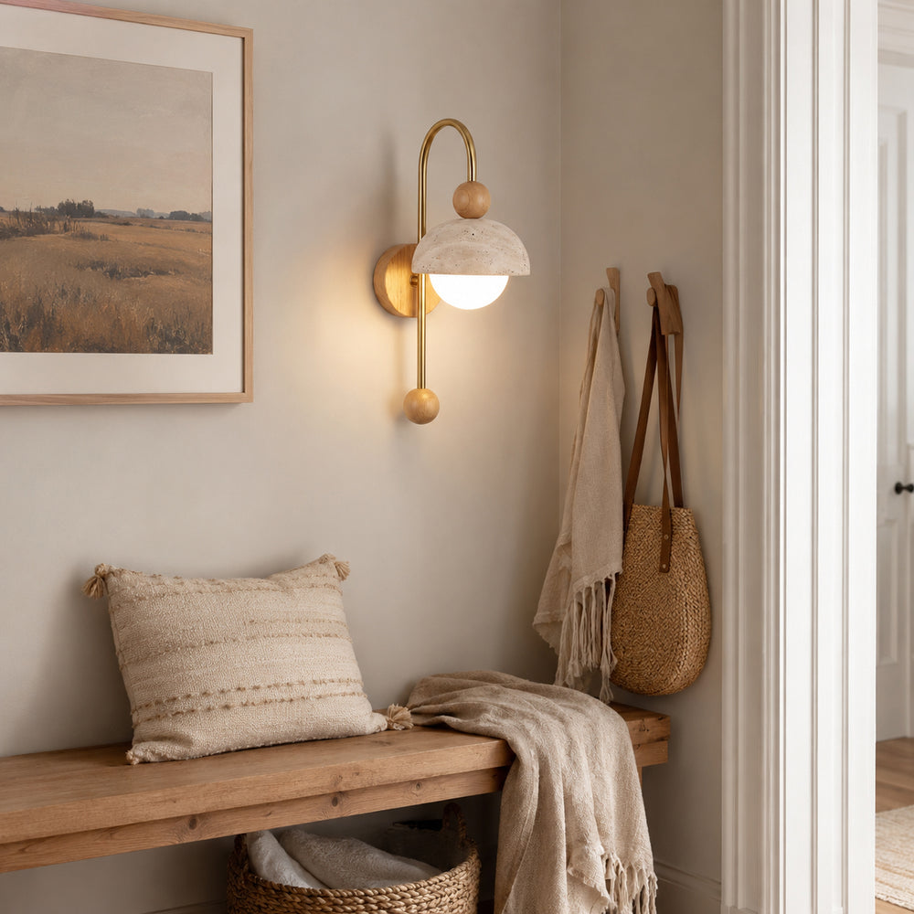Ansa Travertine Wall Sconce – detail 2