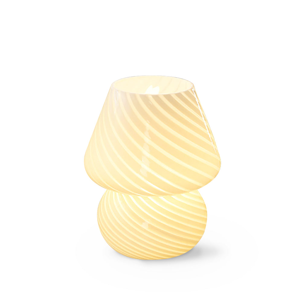 Ansel Glass Table Lamp 5.5 x H 7.4 Dia 14cm x H 19cm Matte White UK Plug