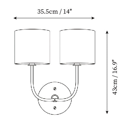 2-Lights:  14″ x H 16.9″