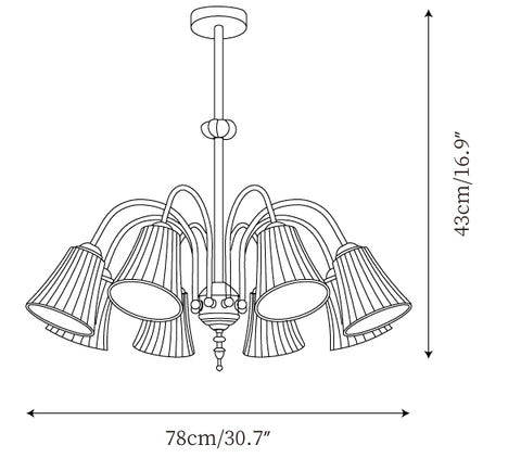 8 Testine L 30.7″ x H 16.9″ / L 78cm x H 43cm