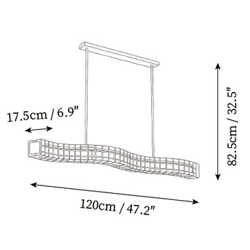 Aspen Fluid Glazen Kroonluchter — Dimensioentekeningen 1